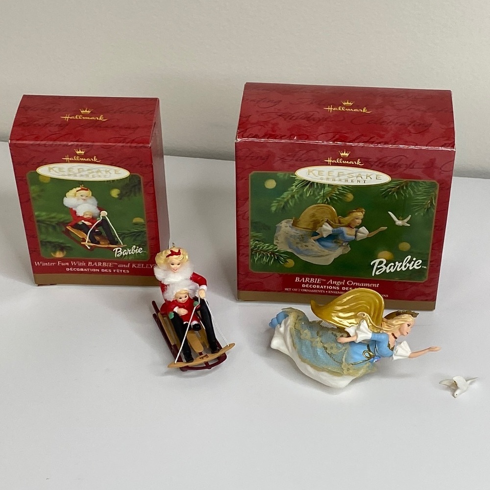 Vintage HALLMARK KEEPSAKE Lot of 2 Barbie Christmas Ornaments in Original Box